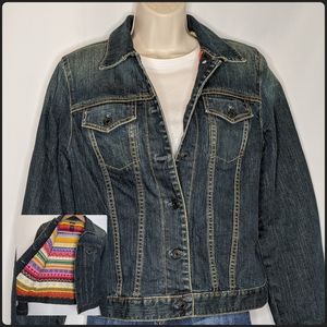 Gap stretch denim jacket sweater lined blue‎ sz S
